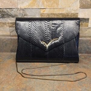 Elegant Black Clutch with Gold Accent